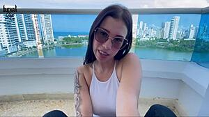 Hey, that horny latina gives a delicious blowjob and anal