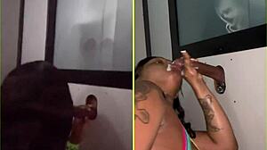 Sucking strangers through gloryhole