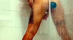 hot girl gets horny in the shower with her toy