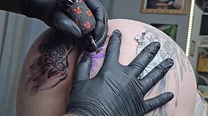 starting the day changing my anal tattoo with ass worshiping big black cock