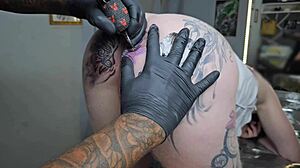 starting the day changing my anal tattoo with ass worshiping big black cock