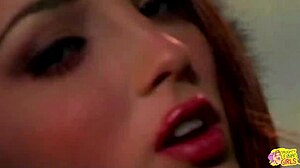 beautiful brunette in costume enjoys a large toy