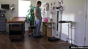 Busty doctor examines and sucks a cock in the hospital