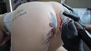 starting the day changing my anal tattoo with ass worshiping big black cock