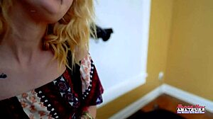 Petite Blonde Bonnie Wolf Masturbates and Sucks Cock