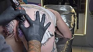 starting the day changing my anal tattoo with ass worshiping big black cock