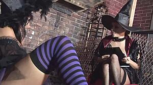 two alley witches get fucked raw by big cocks.