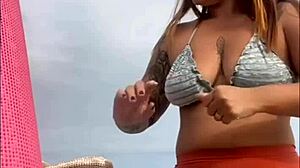 Swollen And Wet On The Beach, Ready For Cock