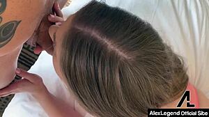 Busty Brown-Haired Alex Chance Enjoys a Meal