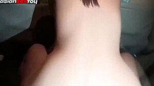 asian teen creampied after quick fuck in parents car