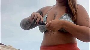 Swollen And Wet On The Beach, Ready For Cock