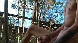 cumming in the public backyard full video