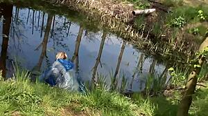 Does Deniska play perverted games with masked men outside?