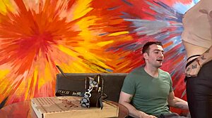 Hot Latina Seduces White Pizza Delivery Guy