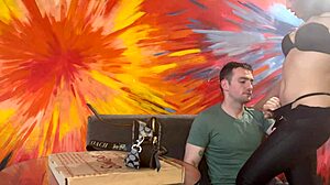 Hot Latina Seduces White Pizza Delivery Guy