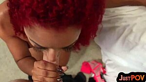 Pov pierced n inked redhead sucks n rides while talks dirty