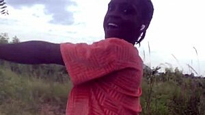 Half-naked crazy bitch twerking in the forest nature.