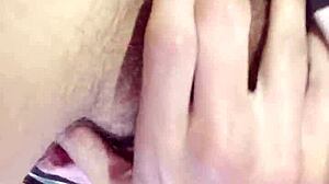 Brunette's First Time Cumming On Camera With Hairy Wet Pussy Dripping During Masturbation