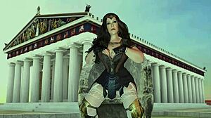 Granny Wonder Woman goddess gets missionary fucked and creampied