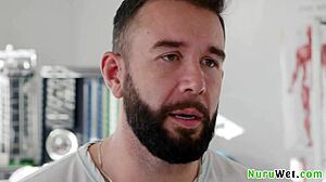 Sexy Blonde Teen Explains Nuru Massage Before Intense Action with Anna Claire Clouds!