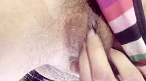 Brunette's First Time Cumming On Camera With Hairy Wet Pussy Dripping During Masturbation