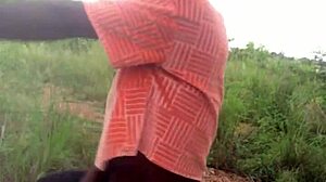 Half-naked crazy bitch twerking in the forest nature.