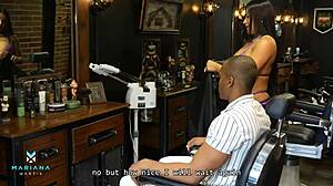 Sexy Ebony Colombian Girl Fucks Client At Barbershop! Mariana Martix And Brandon Cruz