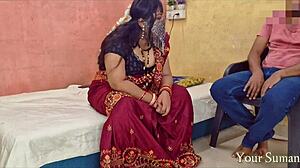 Indian aunty gets horny and lets boy fuck her