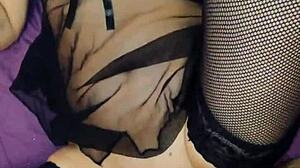 Hey, watch this skinny wife's passionate home video in stockings with her man