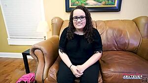 busty brunette harper b sucks a cock before she gets banged and jizzed