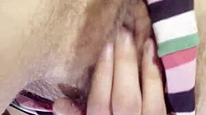 Brunette's First Time Cumming On Camera With Hairy Wet Pussy Dripping During Masturbation