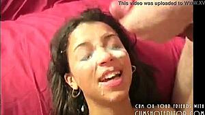 Cute girl covered in cum