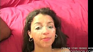 Cute girl covered in cum