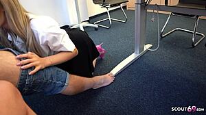 Boy Films A Threesome With The German Teacher In The Classroom With His Iphone.