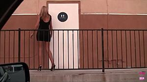 Darcie blows big black cock in public bathroom