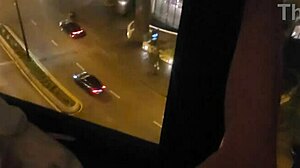girlfriend masturbates discreetly by hotel window