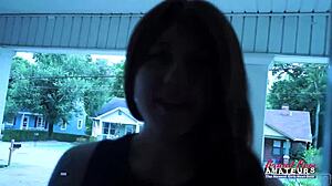 skinny brunette coed emma relaxes with foot play