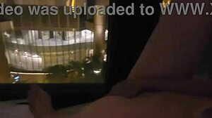 girlfriend masturbates discreetly by hotel window
