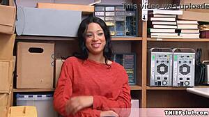 a petite half-black teen shoplifter gets caught and her tiny pussy fucked by the mall cop