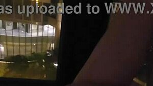 girlfriend masturbates discreetly by hotel window