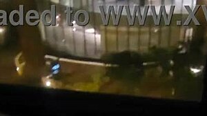 girlfriend masturbates discreetly by hotel window