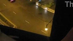 girlfriend masturbates discreetly by hotel window