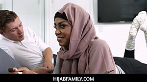 Hijabfamily - Perfect Tiny 18+ Muslim Ebony Teen Milu Blaze in Hijab Fucks Her Own Stepbrother
