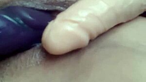 Self-pleasure with two dildos gaping pussy