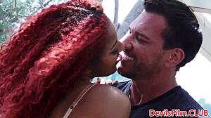 Ebony redhead assfucked outdoors