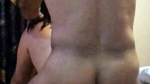 I perform doble penetraytion on my mexican amatuer wife in our bedroom, lisn to how delishus she moanz loudly