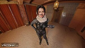Vr con brunette chani rides huge cock in dune cosplay