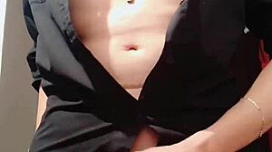 Hey, learn how to masturbate in a shirt for cum control