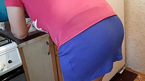 I secretly reached into my panties. While my stepsister prepared dinner in front of me