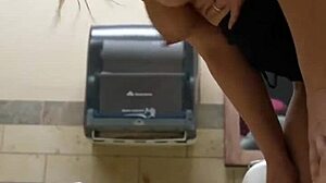 Leaky Pussy Gets Huge Restroom Creampie In Public!